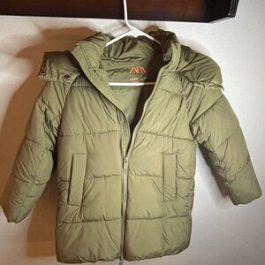 Zara Green Puffer Jacket
